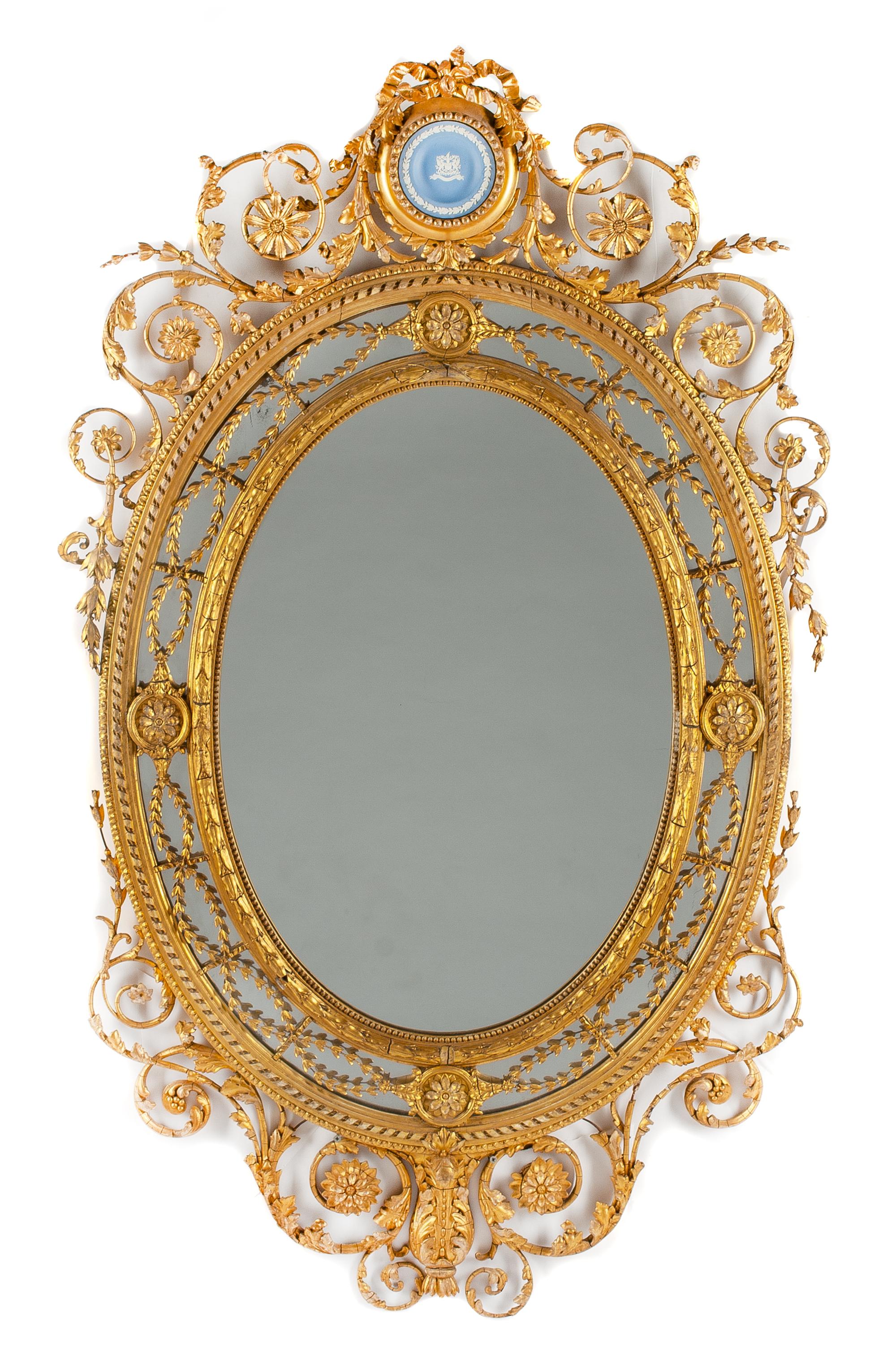 A Louis XVI Style Giltwood Mirror Height 59 x width 36 inches. — 19TH CENTURY
