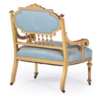 Three Louis XVI Style Carved Giltwood Fauteuils