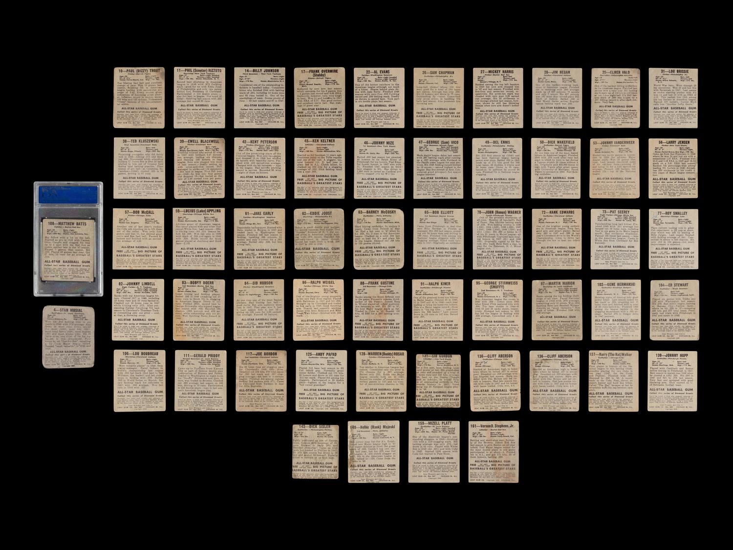 A Collection of Over 50 1948 Leaf Baseball Cards Including Stan Musial Rookie