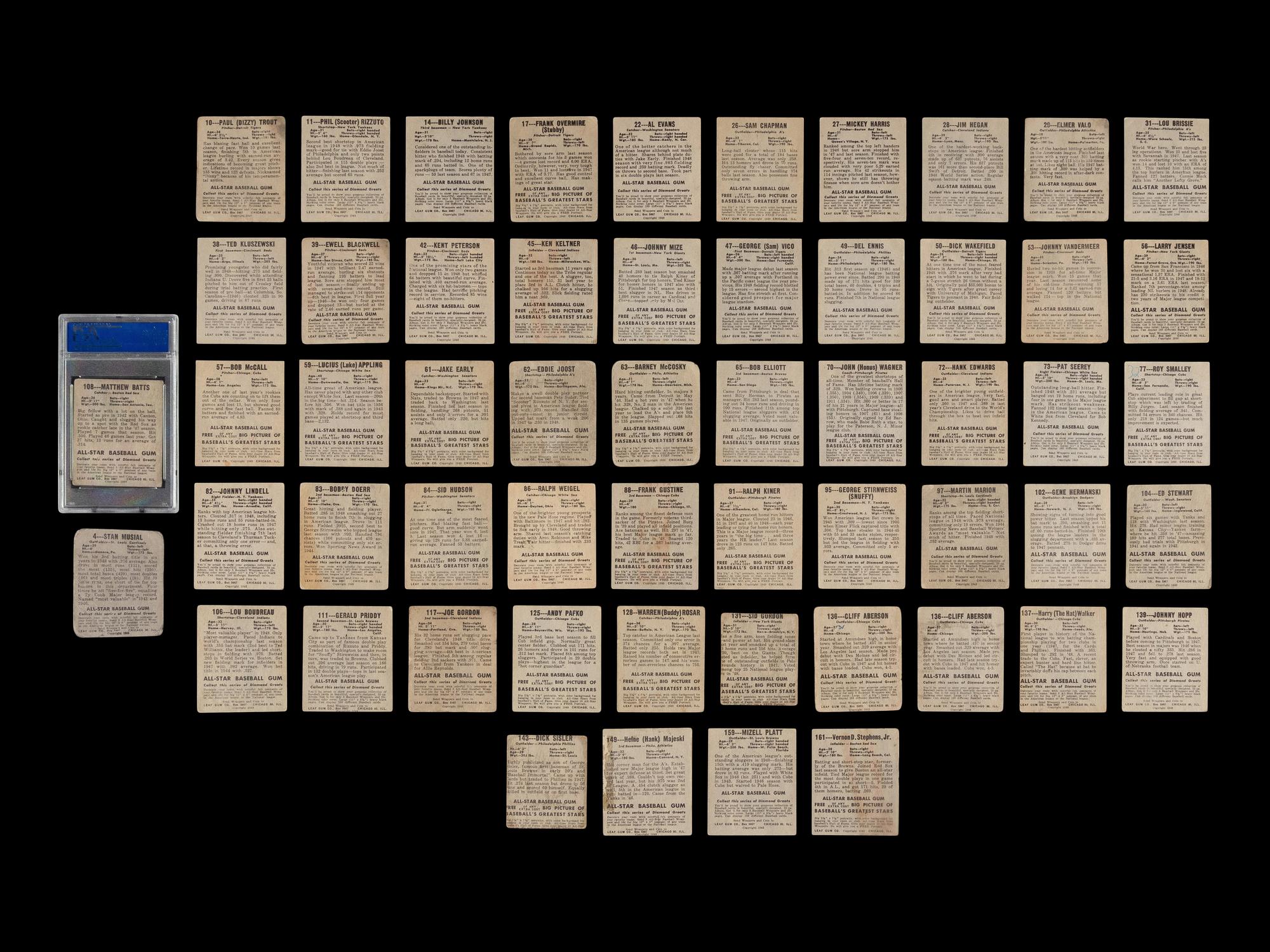 A Collection of Over 50 1948 Leaf Baseball Cards Including Stan Musial Rookie