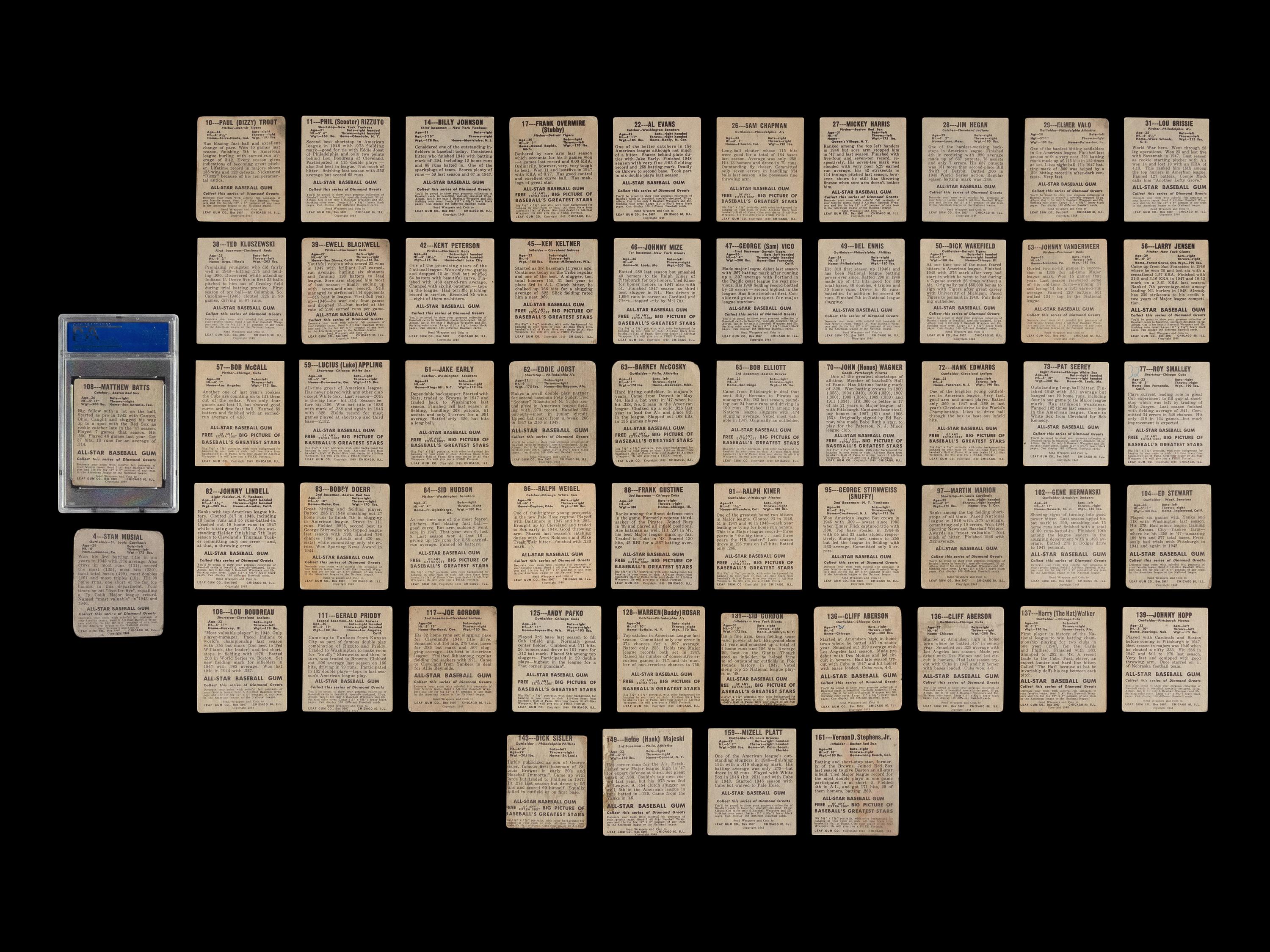 A Collection of Over 50 1948 Leaf Baseball Cards Including Stan Musial Rookie