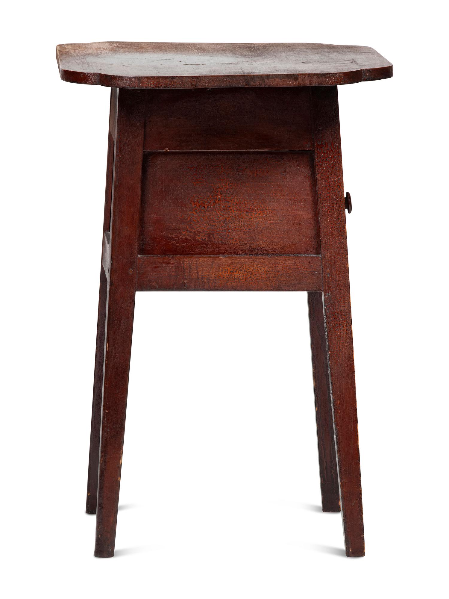 A Country Federal Stained Cherrywood and Pine Shaped Top Work Table