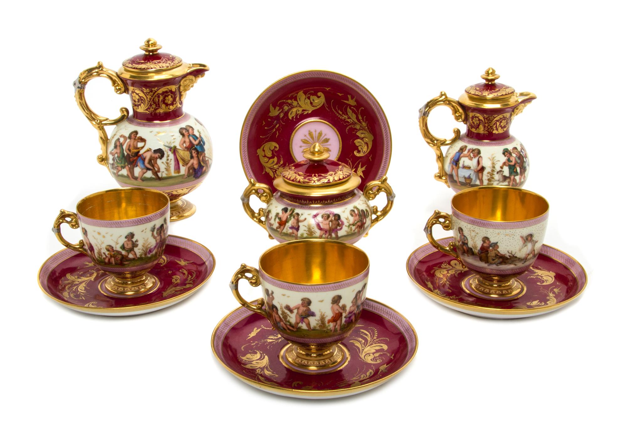 A Royal Vienna Porcelain Tea Service, 19TH CENTURY, Height of teapot 8 inches. — 19TH CENTURY,