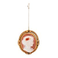 ANTIQUE, REVERSIBLE AGATE CAMEO BROOCH