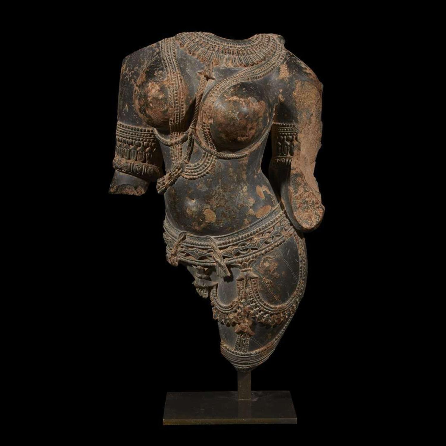 CENTRAL INDIAN TORSO OF A CELESTIAL BEING C. 10th Century AD