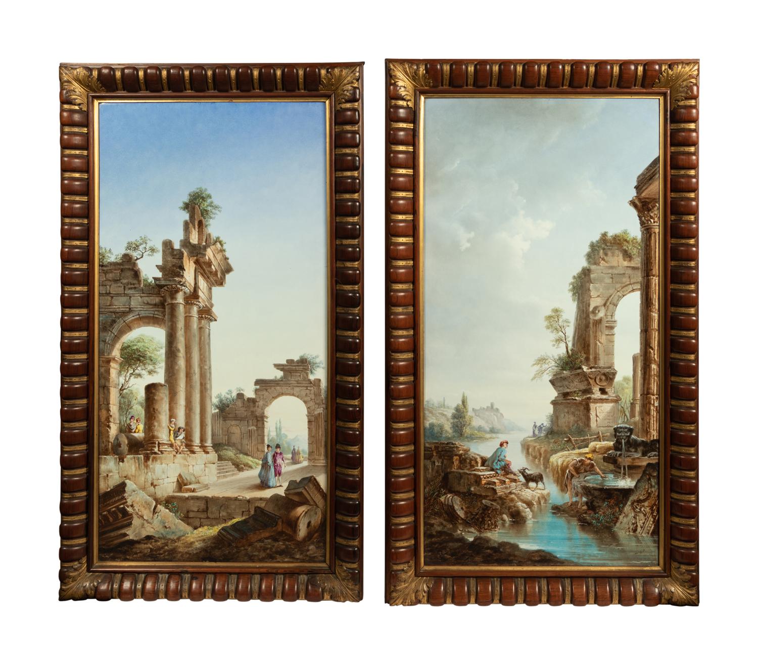 A Pair of French Painted Earthenware Plaques