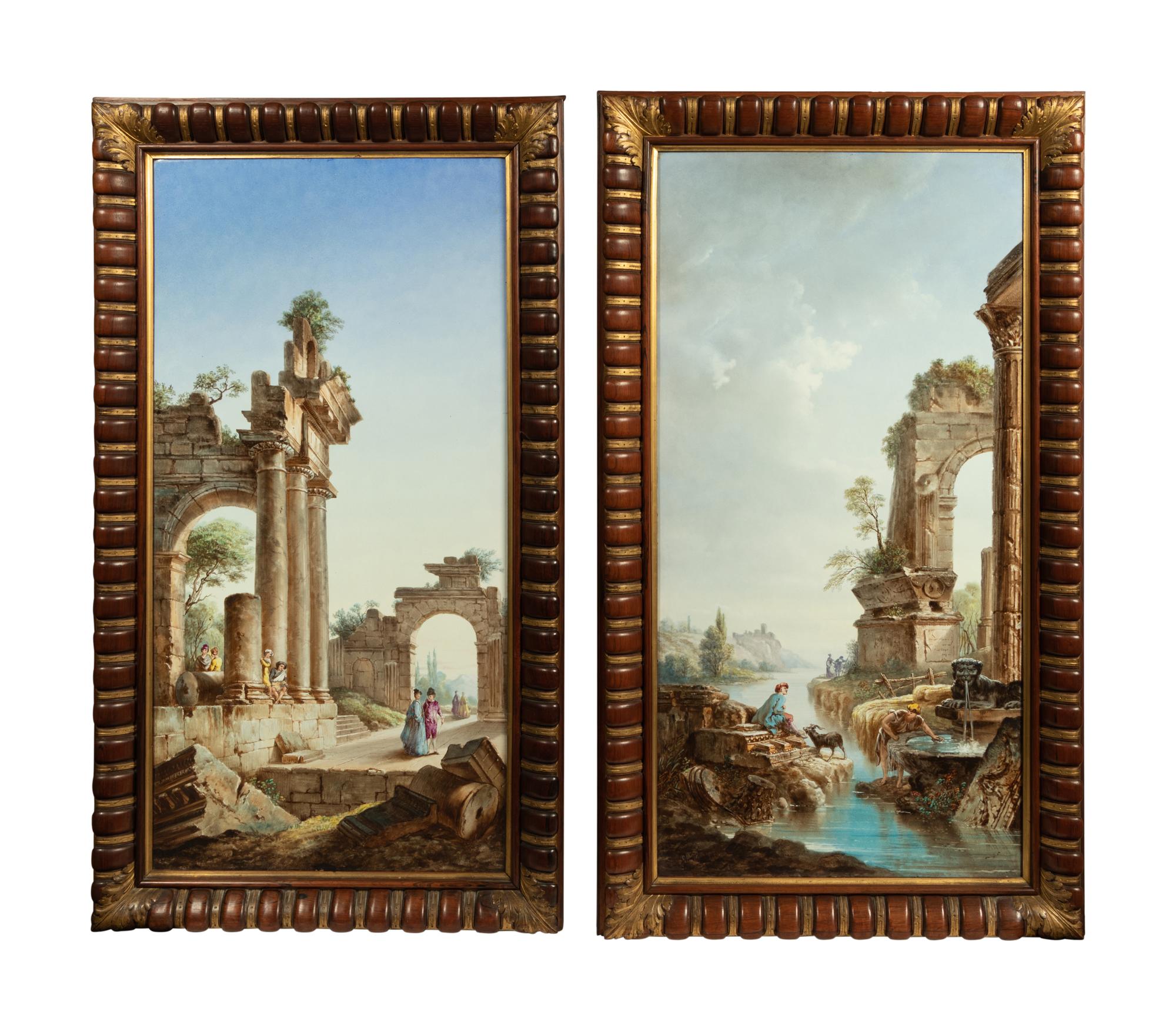 A Pair of French Painted Earthenware Plaques