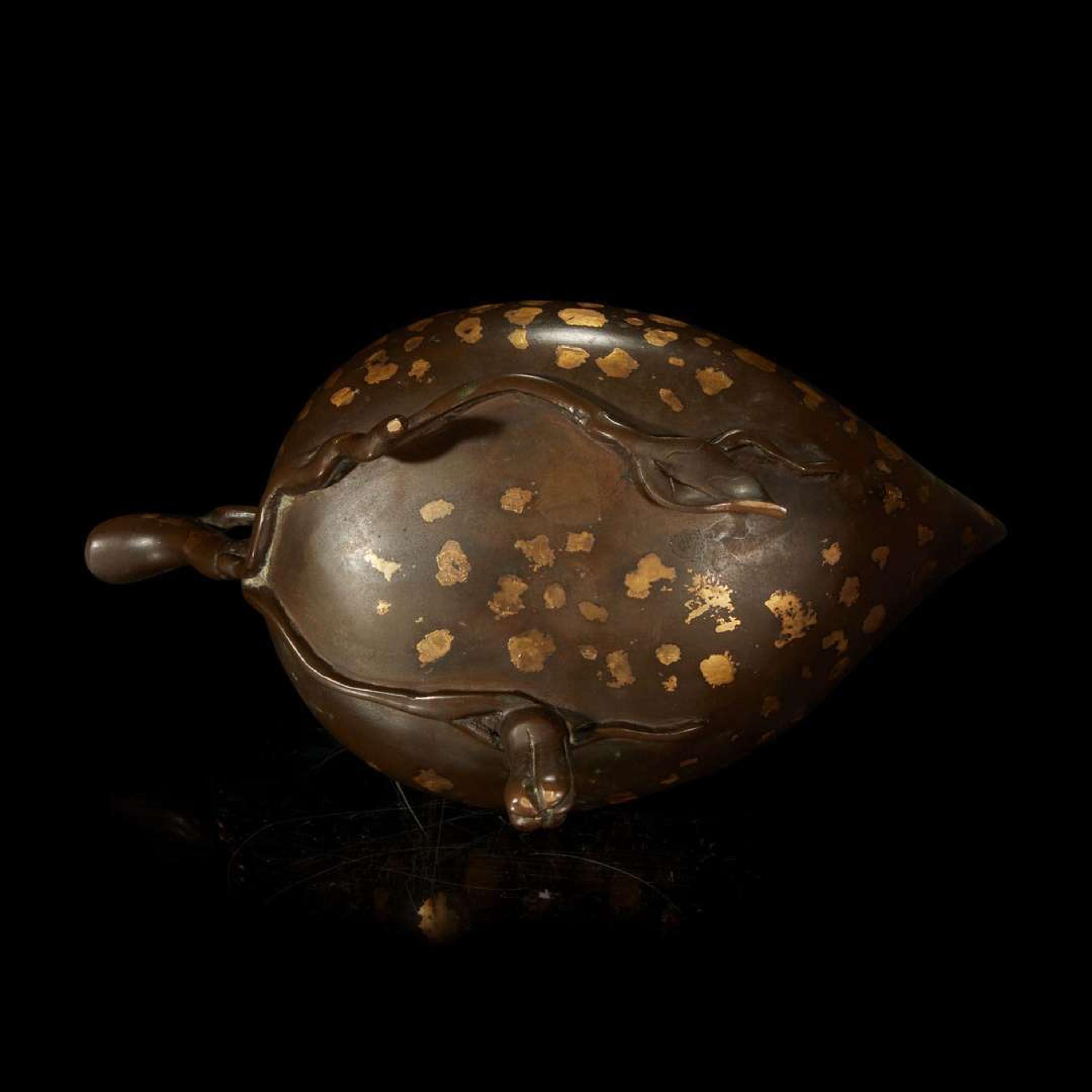 A Chinese gilt-splashed bronze "Buddha's-hand" citron-form open vessel 洒金地佛手形铜香炉 Qing Dynasty ?