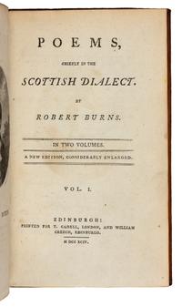 BURNS, Robert (1759-1796). Poems, Chiefly in the Scottish Dialect. Edinburgh and London: for T. Cadell and William Creech, 1794.
