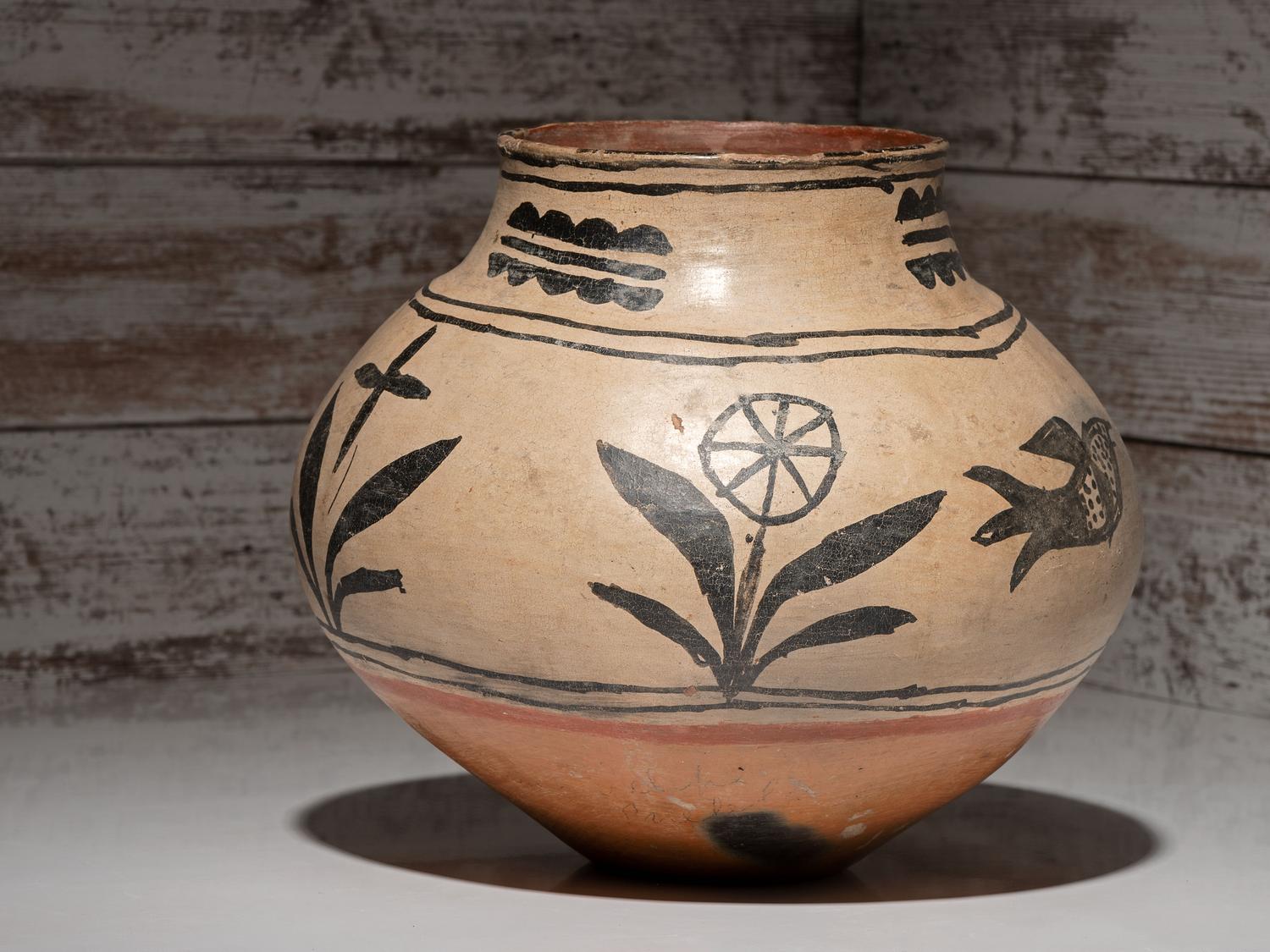 San Ildefonso Pottery Olla, with Zoomorphic Imagery