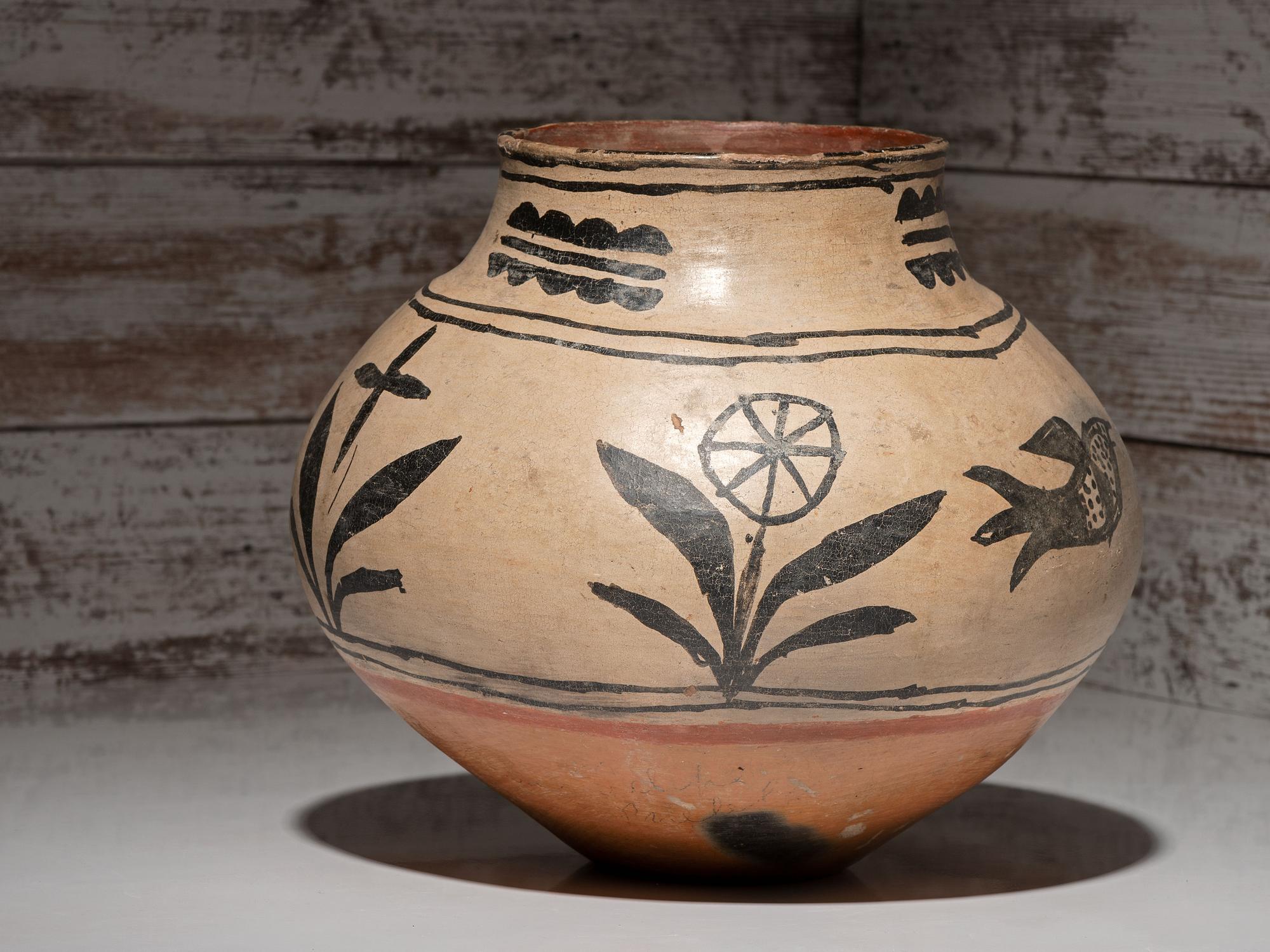 San Ildefonso Pottery Olla, with Zoomorphic Imagery