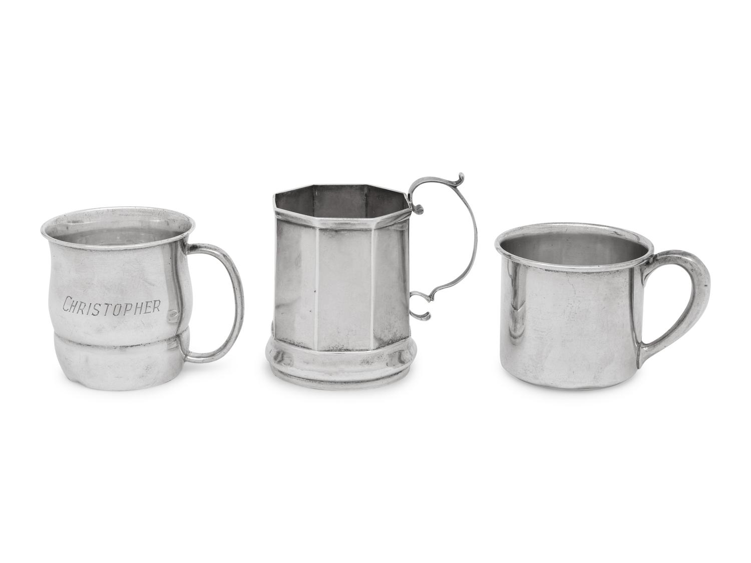 Three American Silver Children's Cups