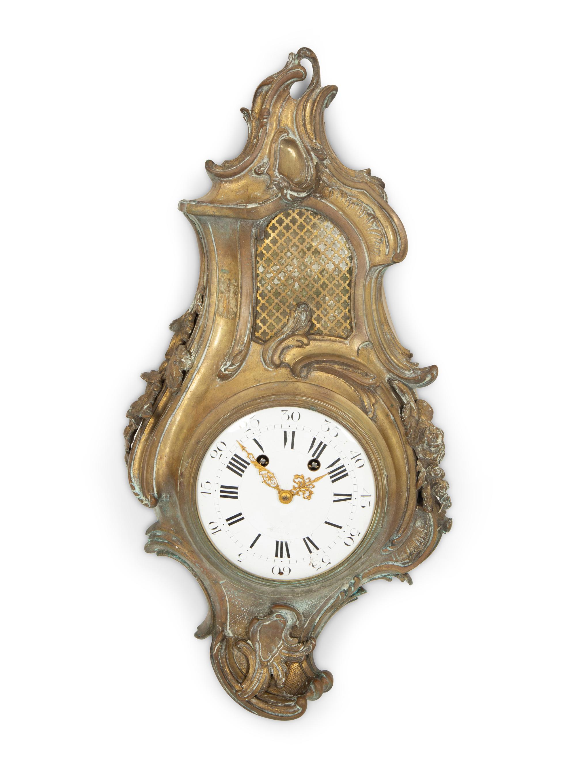 A Louis XV Style Gilt Bronze Cartel Clock