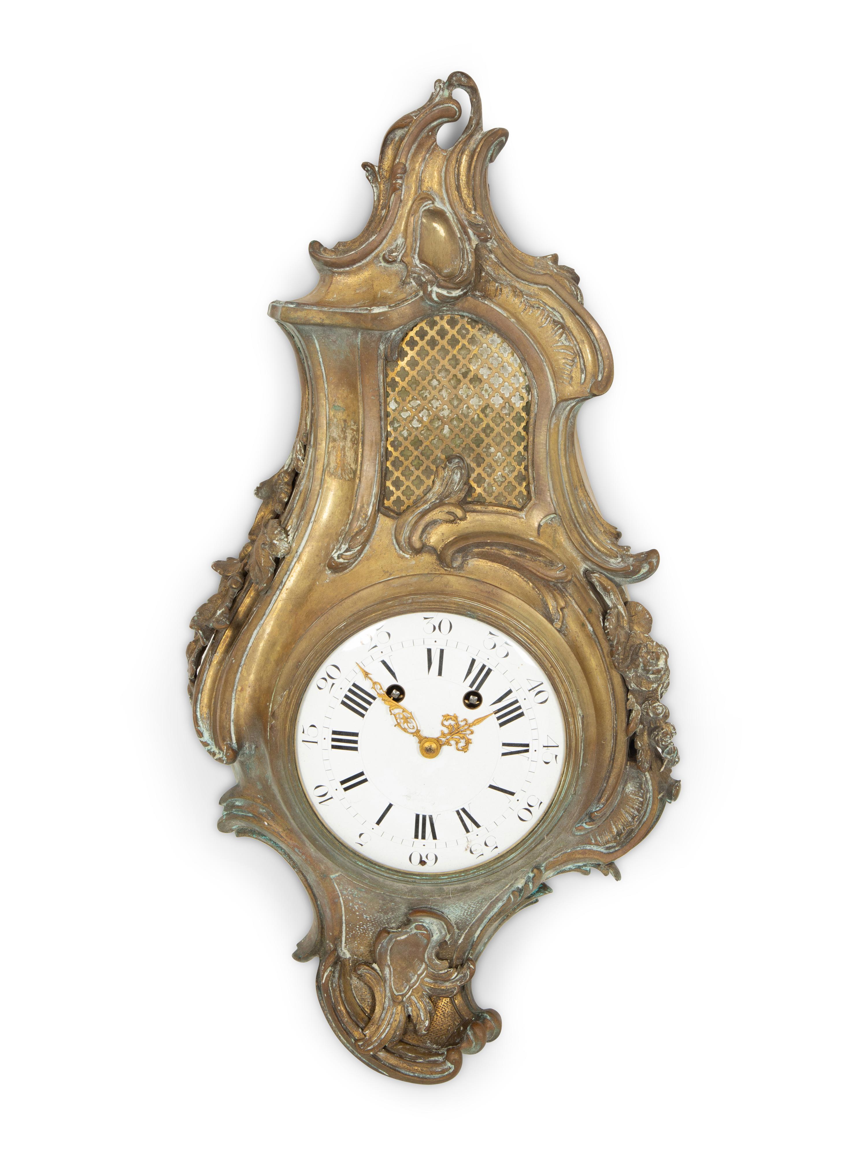 A Louis XV Style Gilt Bronze Cartel Clock