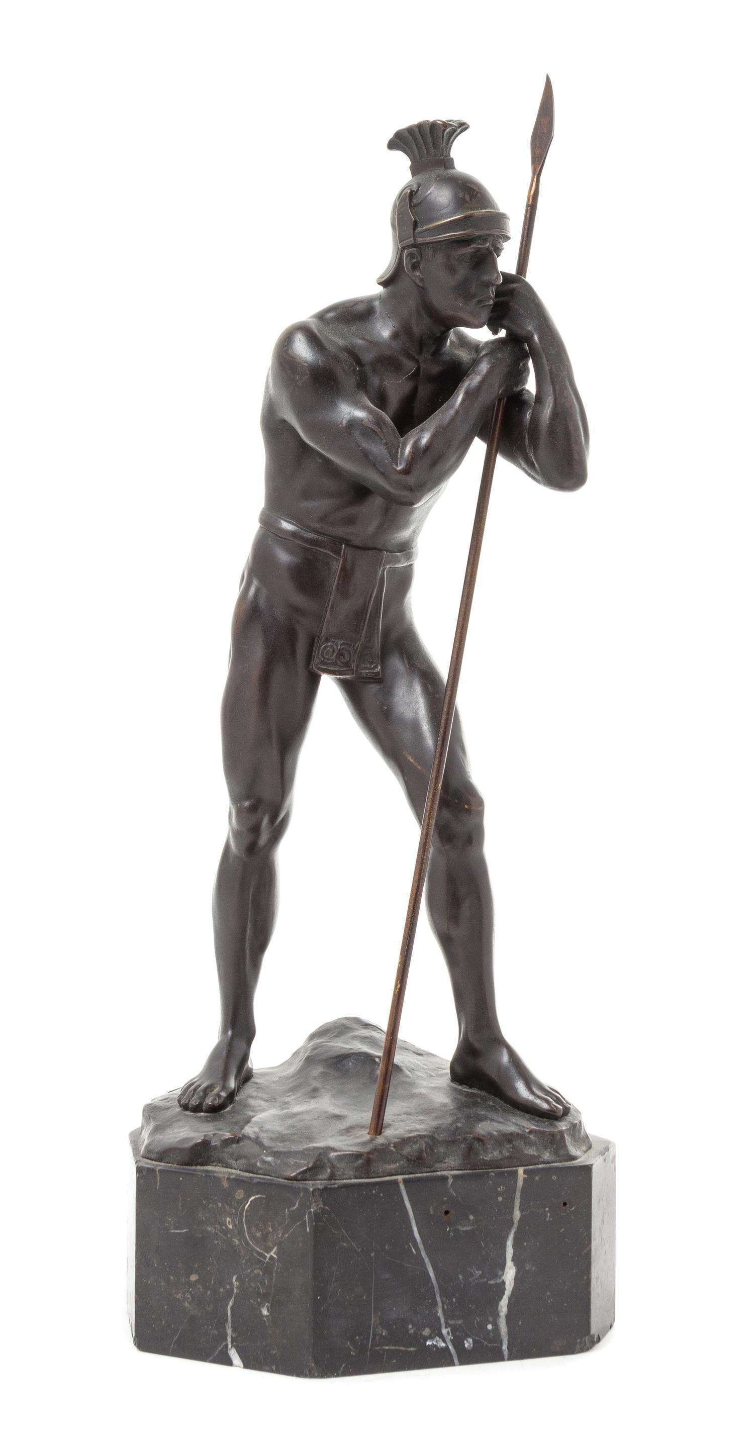A Continental Bronze Figure of a Standing Soldier Height 16 1/4 inches. — AFTER JULIUS PAUL SCHMIDT-FELLING (GERMAN, 1835-1920)