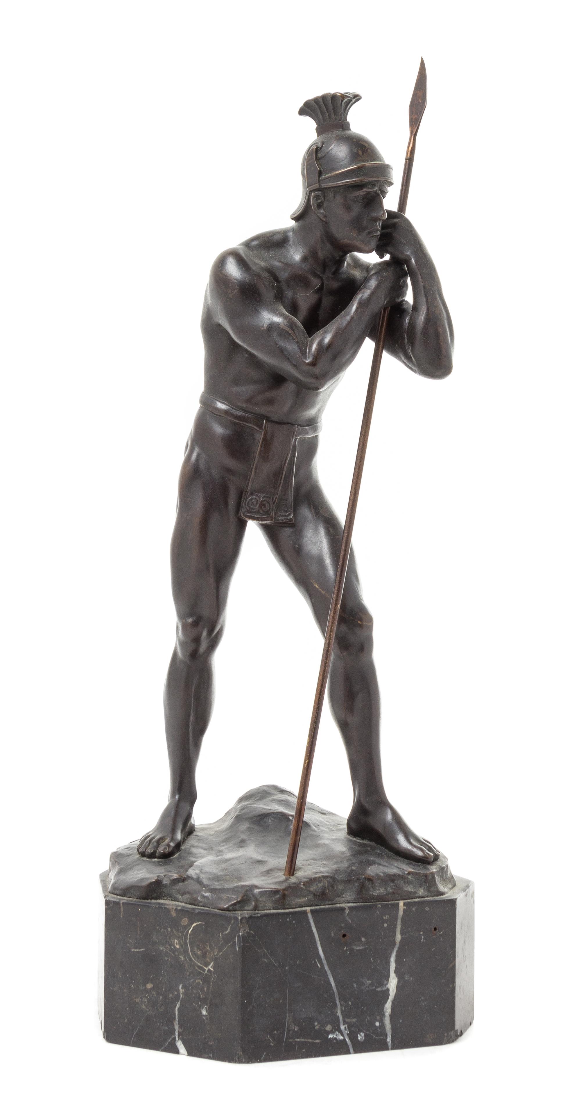 A Continental Bronze Figure of a Standing Soldier Height 16 1/4 inches. — AFTER JULIUS PAUL SCHMIDT-FELLING (GERMAN, 1835-1920)