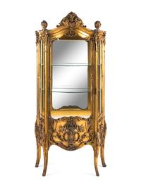 A Louis XV Style Giltwood Vitrine Cabinet