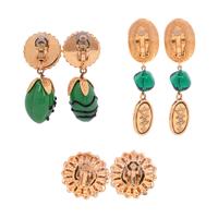 Three Pairs of Earrings: One Chanel, One Judith Leiber, and One Isabel Canovas
