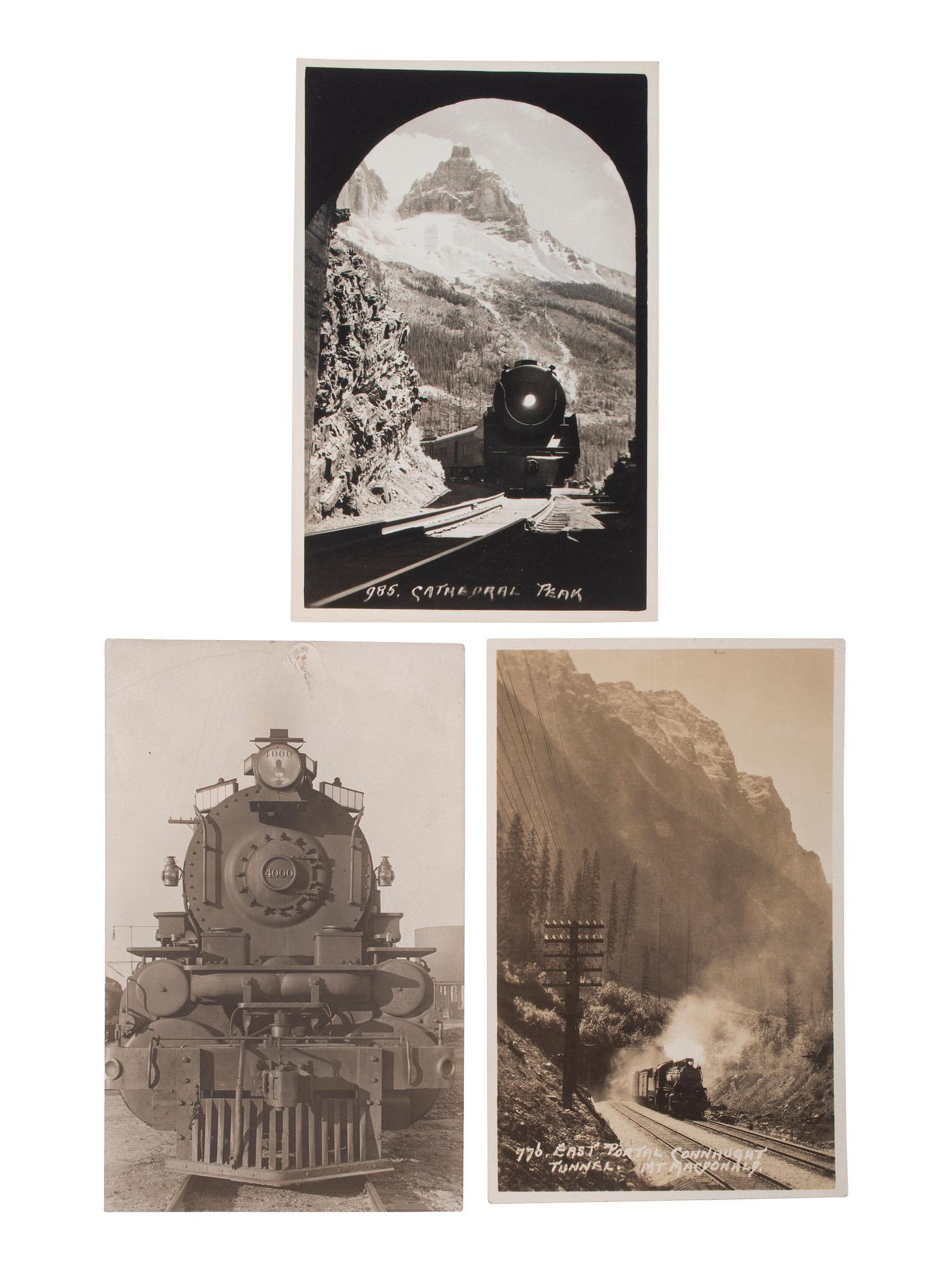 [RAILROADS]. A group of 190 RPPCs & photographs of trains, railroads, and locomotives.