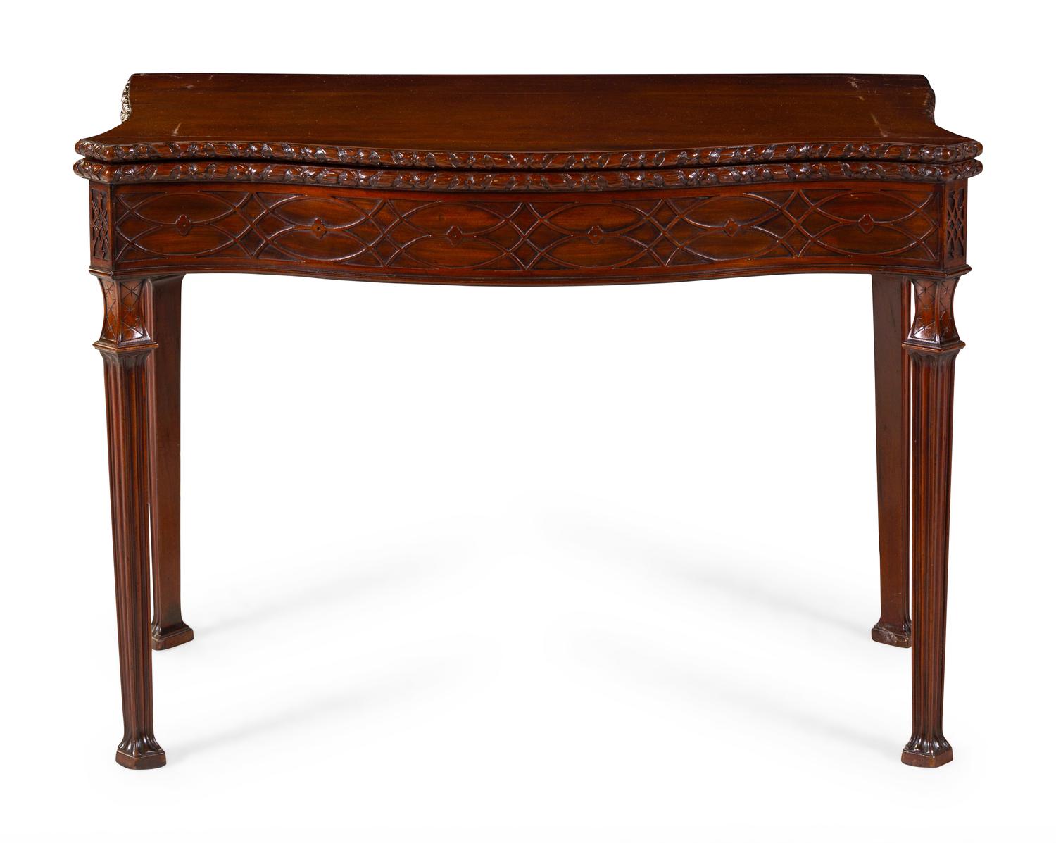 A Chinese Chippendale Carved Mahogany Game Table