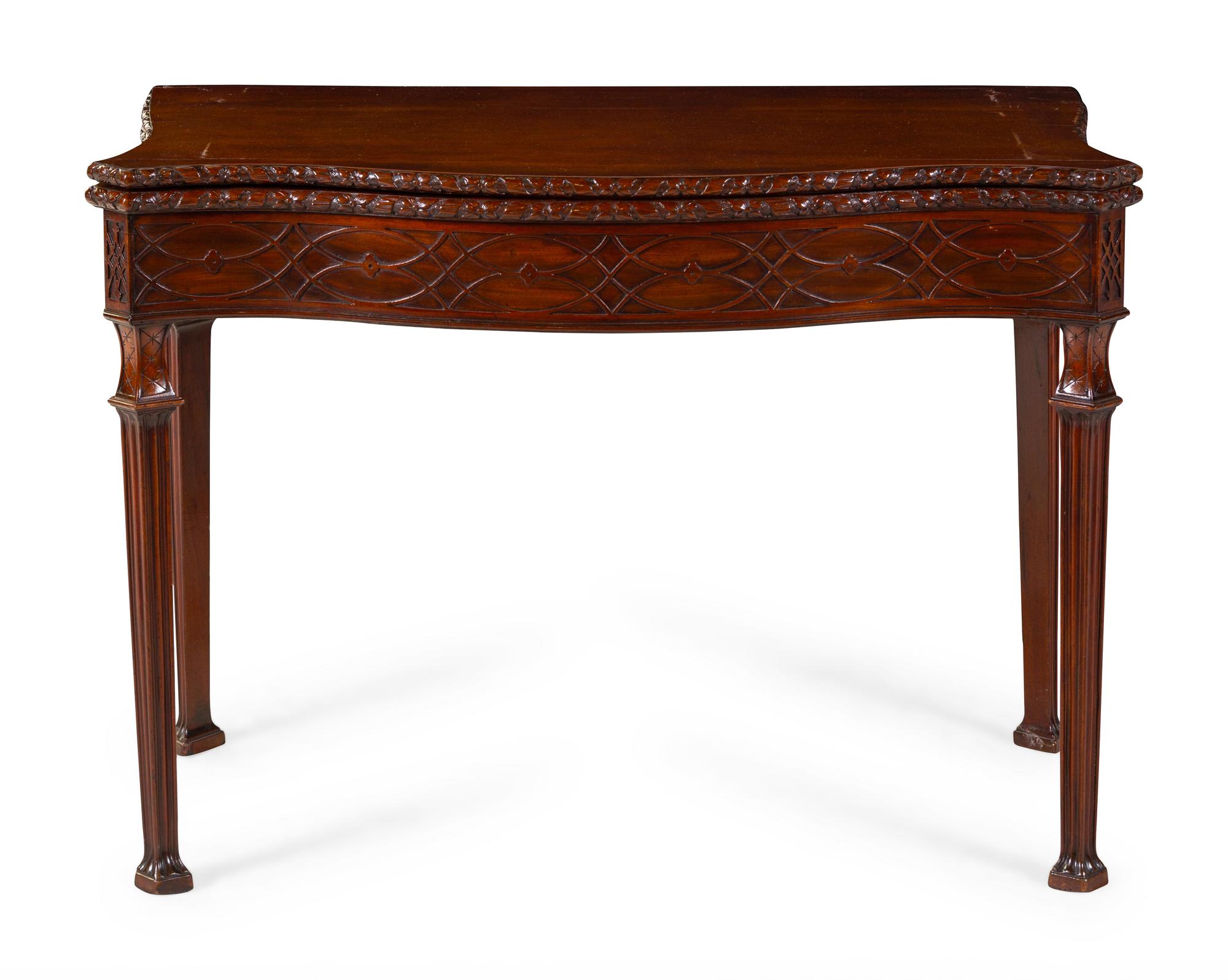 A Chinese Chippendale Carved Mahogany Game Table