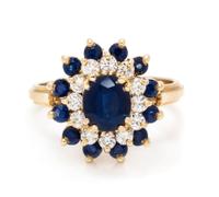 An 18 Karat Yellow Gold, Sapphire and Diamond Ring, 4.80 dwts.