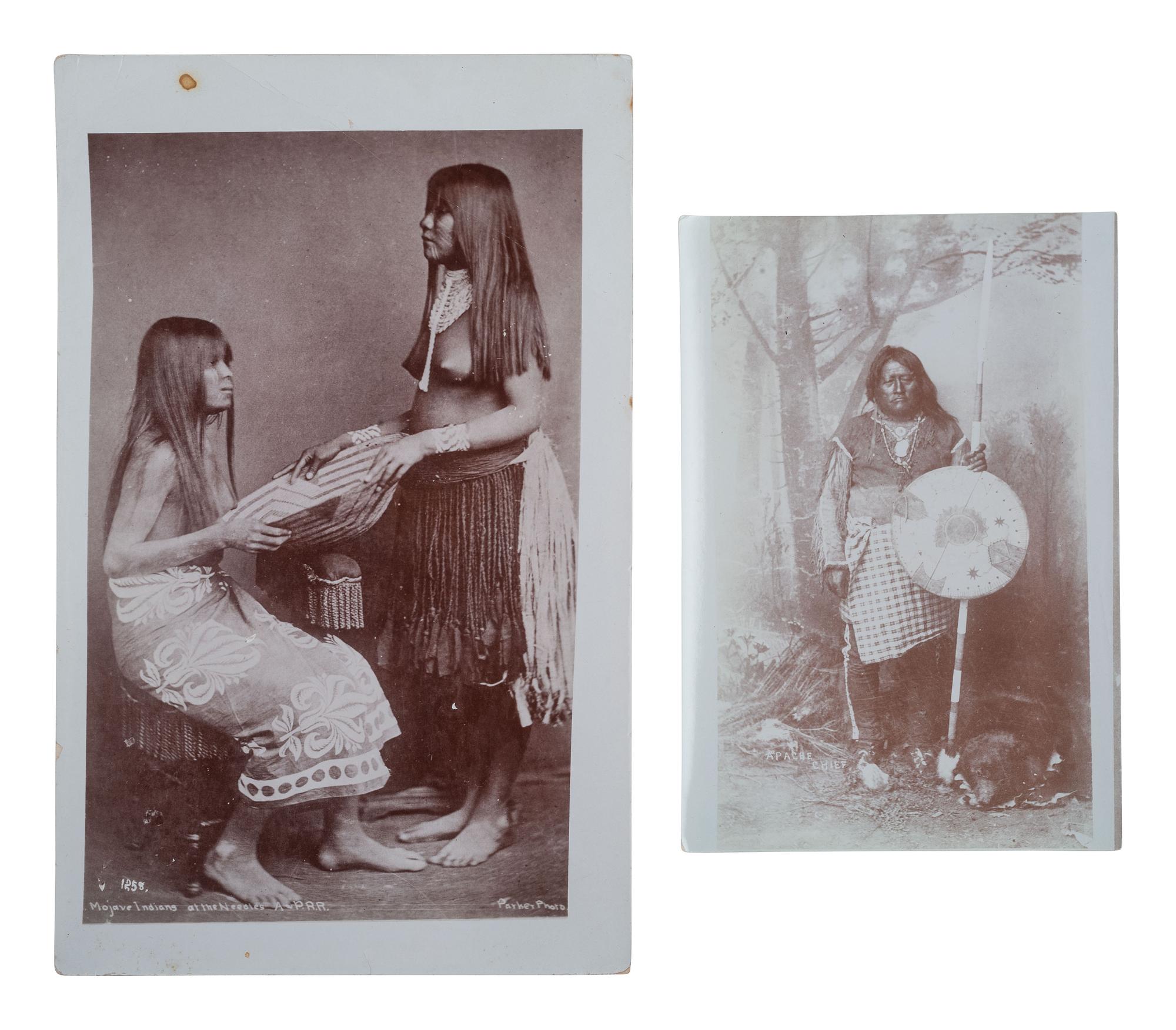 [NATIVE AMERICANS]. 3 photographs of Mojave, Moqui, and Apache subjects.