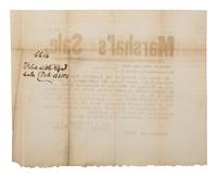 [ENSLAVEMENT & ABOLITION]. Marshal's Sale . Broadside promoting the public auction of two enslaved men. Louisville, KY, 30 September 1850.