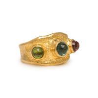 YELLOW GOLD AND MULTICOLORED TOURMALINE JEWELRY SUITE