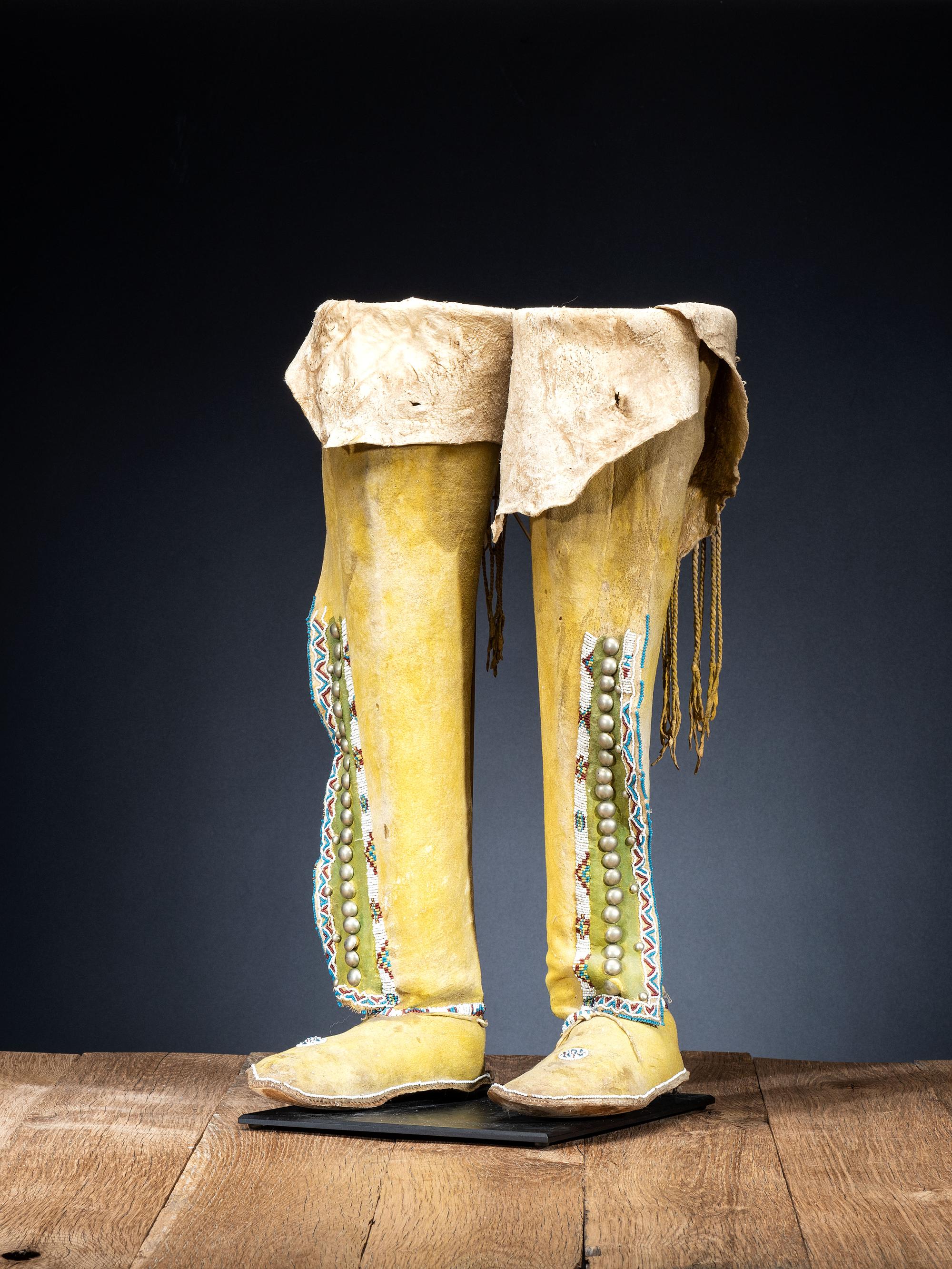 Comanche Beaded Hide Boot Moccasins