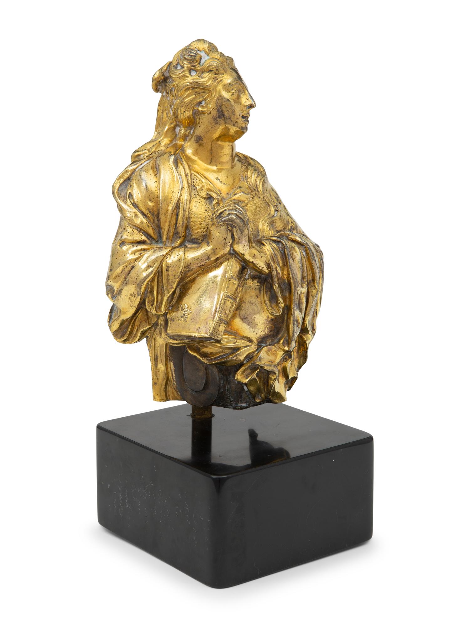 An North Italian Baroque Gilt Bronze Altarpiece Fragment Depicting Saint Catherine