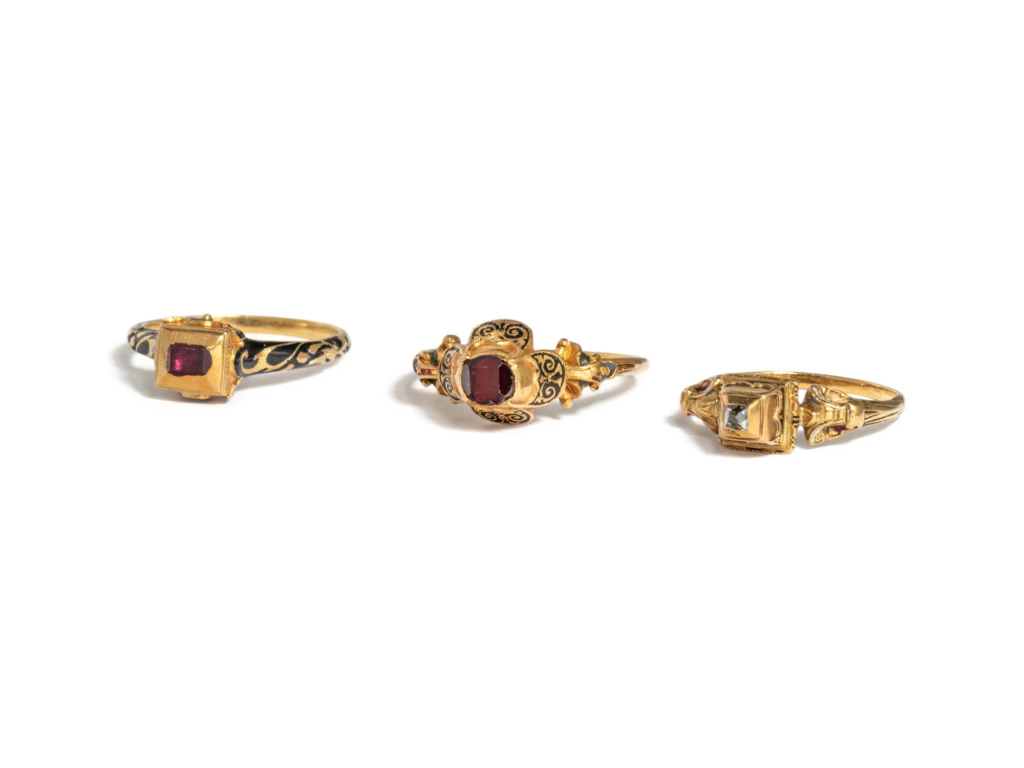 RENAISSANCE REVIVAL, COLLECTION OF YELLOW GOLD RINGS