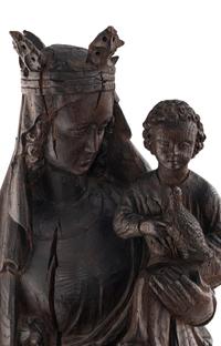 A Carved Oak Figural Group of the Madonna and Child