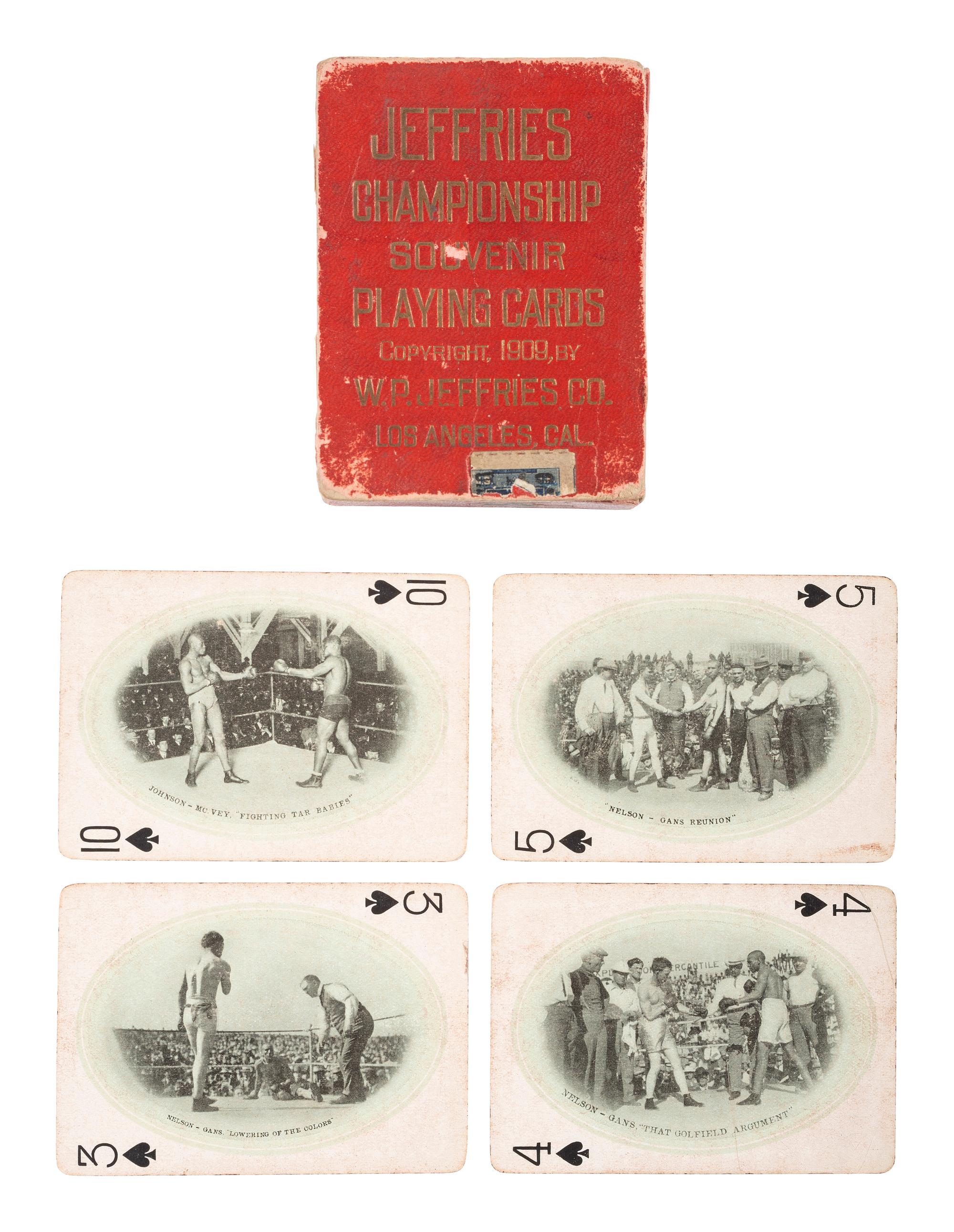 [AFRICAN AMERICANA] -- [SPORTS]. Jeffries Championship Souvenir Playing Cards . Los Angeles, CA: W.P. Jeffries Co., 1909.