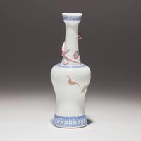 A Finely Decorated Chinese Enameled 'Lingzhi and Chilong' Porcelain Vase, Yongzheng Mark — 雍正款 粉彩靈芝紋盤螭龍搖鈴尊