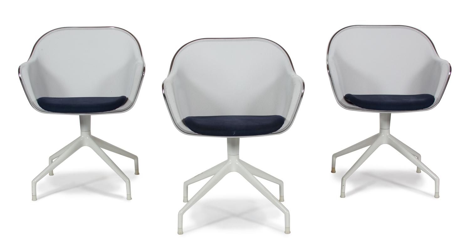A Set of Three Italian Modern Metal Mesh Chairs Height 30 1/2 x width 24 x depth 23 inches. — ANTONIO CITTERIO, MID 20TH CENTURY