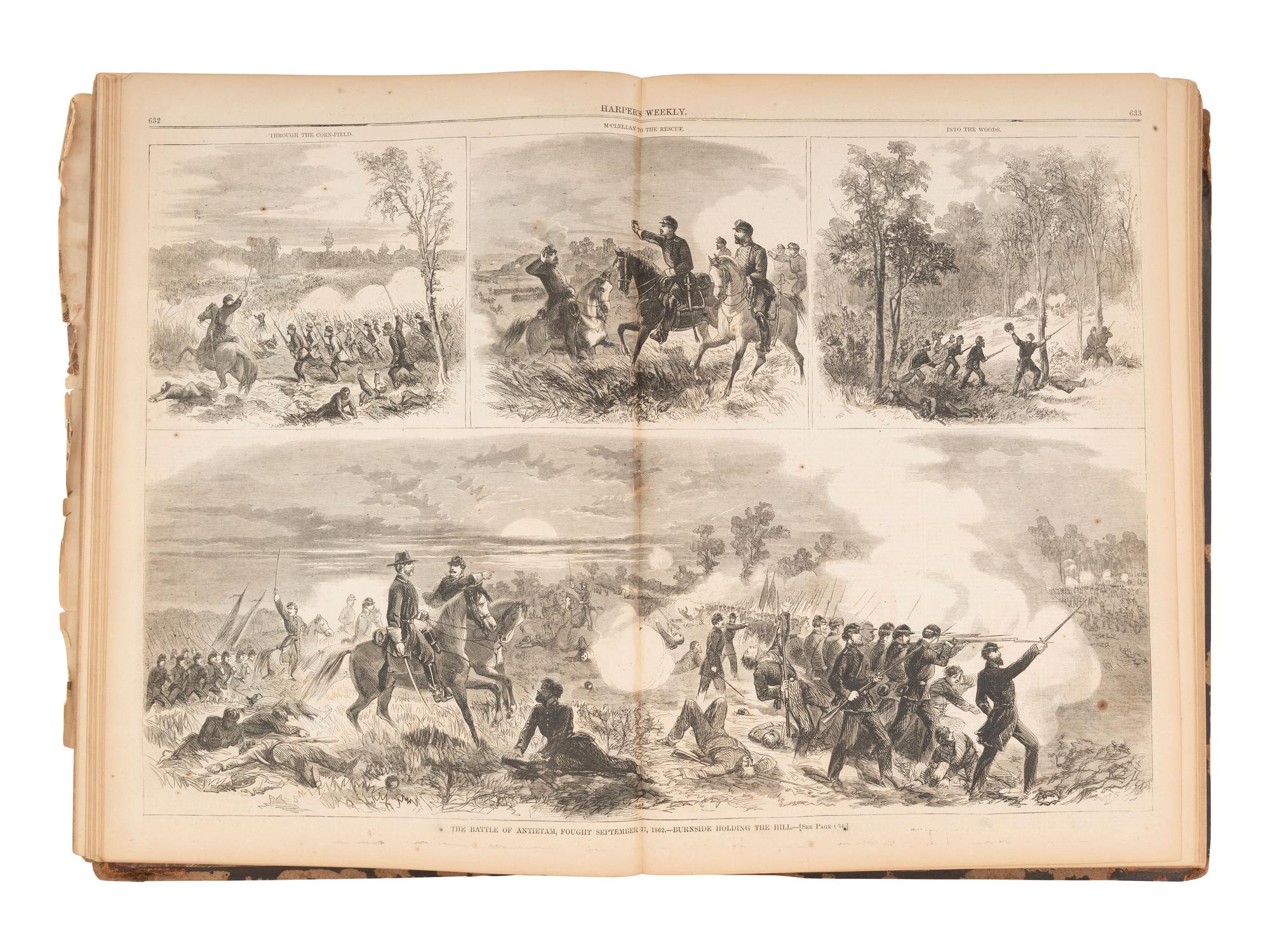 [CIVIL WAR]. Harper's Weekly . A group of 3 bound volumes for 1862 (partial), 1863, and 1864. New York: Harper & Brothers.