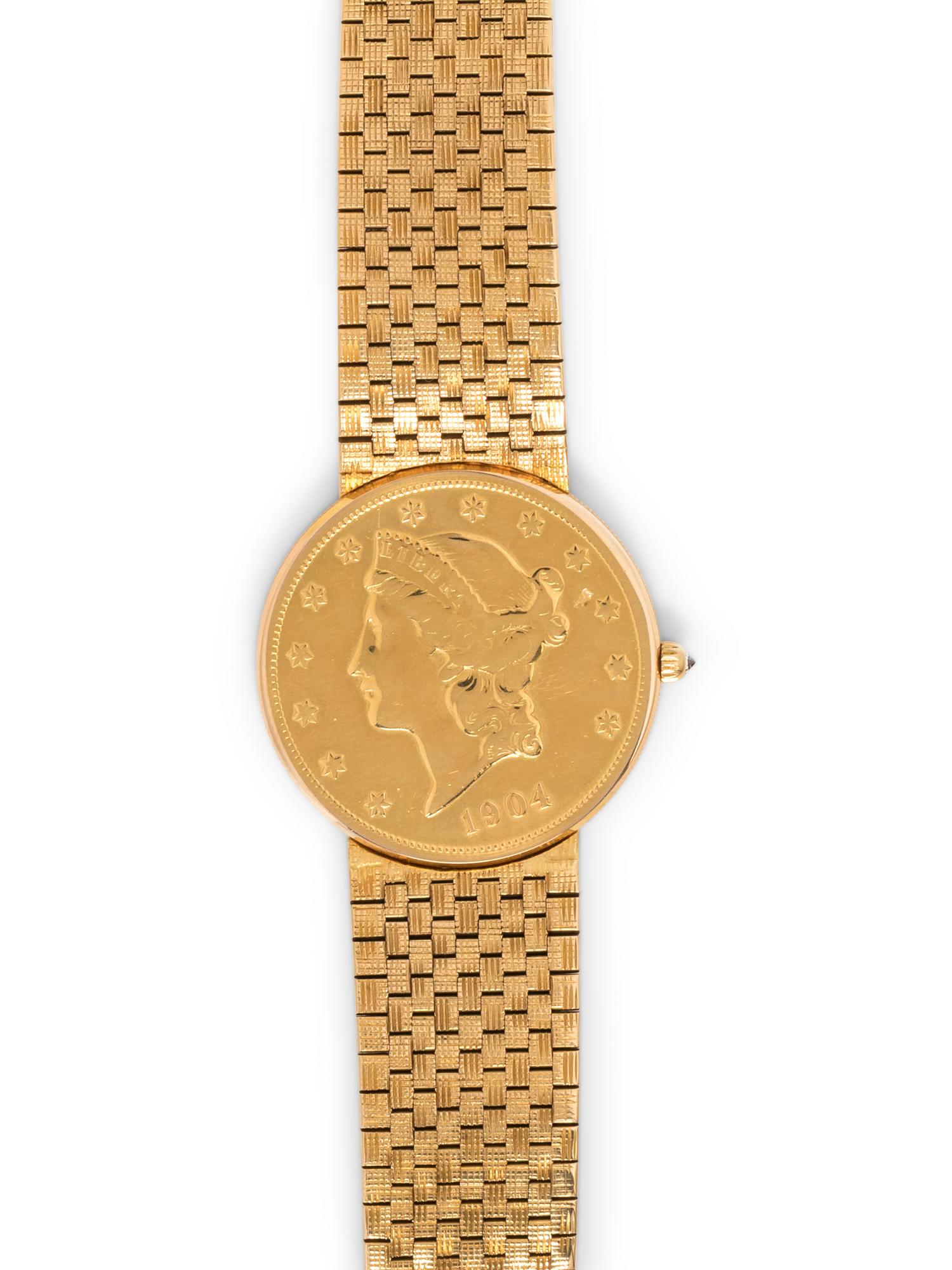 CORUM, 18K YELLOW GOLD US $20 COIN WRISTWATCH