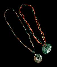 Two Chinese Hardstone Beaded Necklaces