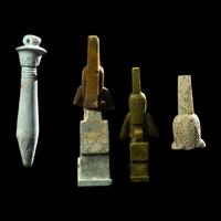 Three Egyptian Faience Isis Fragments and a Djed Pillar