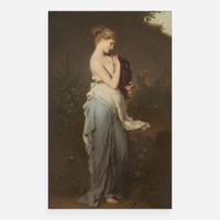 A KPM painted porcelain plaque depicting a Classical lady holding a Lekythos late 19th century