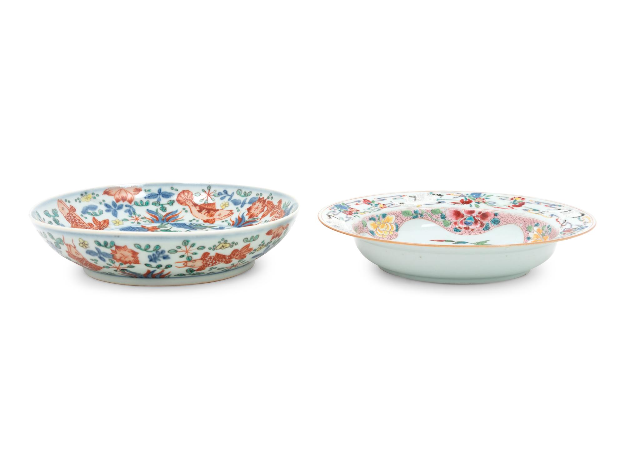Two Chinese Famille Rose Porcelain Plates