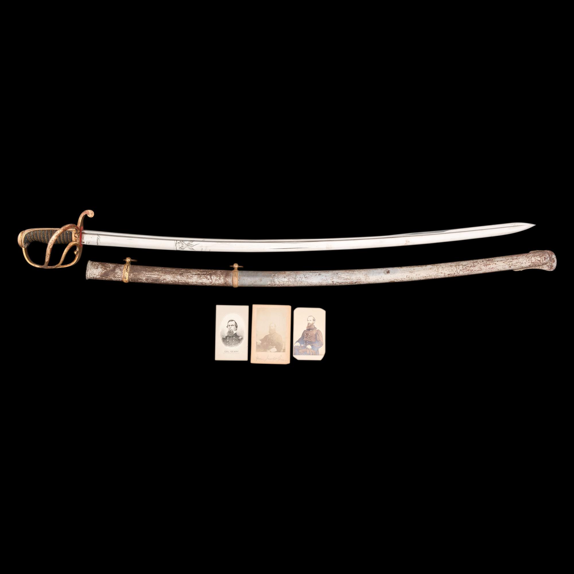 Exceptional Mexican War Captured Dragoon Saber Presented to John W. Geary, General and later Governor of Kansas and Pennsylvania with (3) CDV's