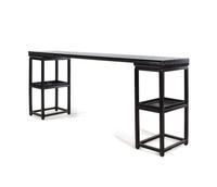 A Chinese Black Lacquered Wood Plank-Top Pedestal Table, Jiaji'an
