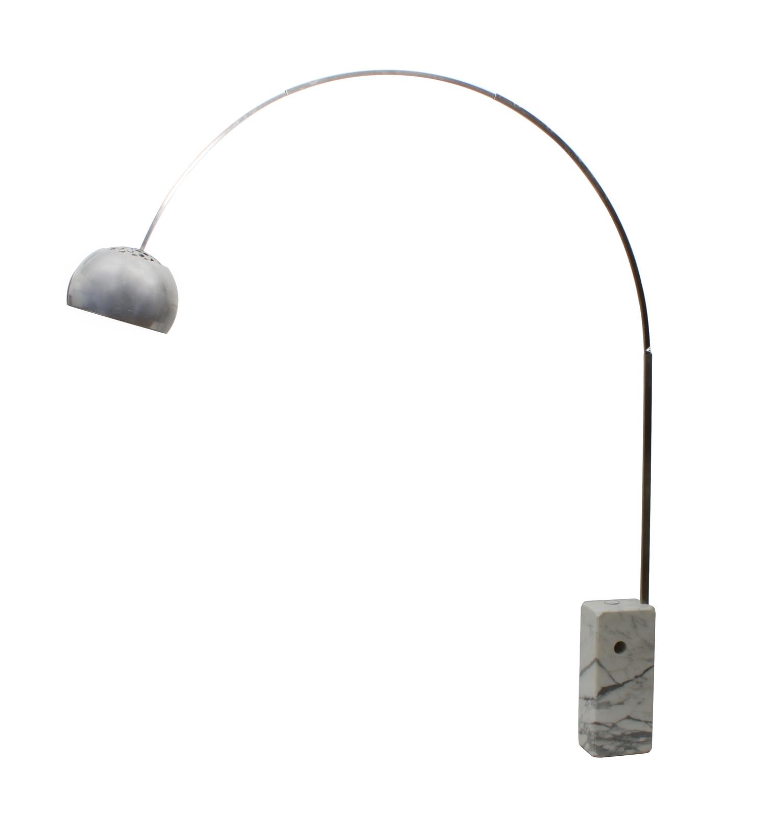 An Achille and Pierre Giacomo Castiglioni, Flos, Arco, Adjustable Floor Lamp, Italy Height 95 x width 82 x depth 13 inches — CIRCA 1970