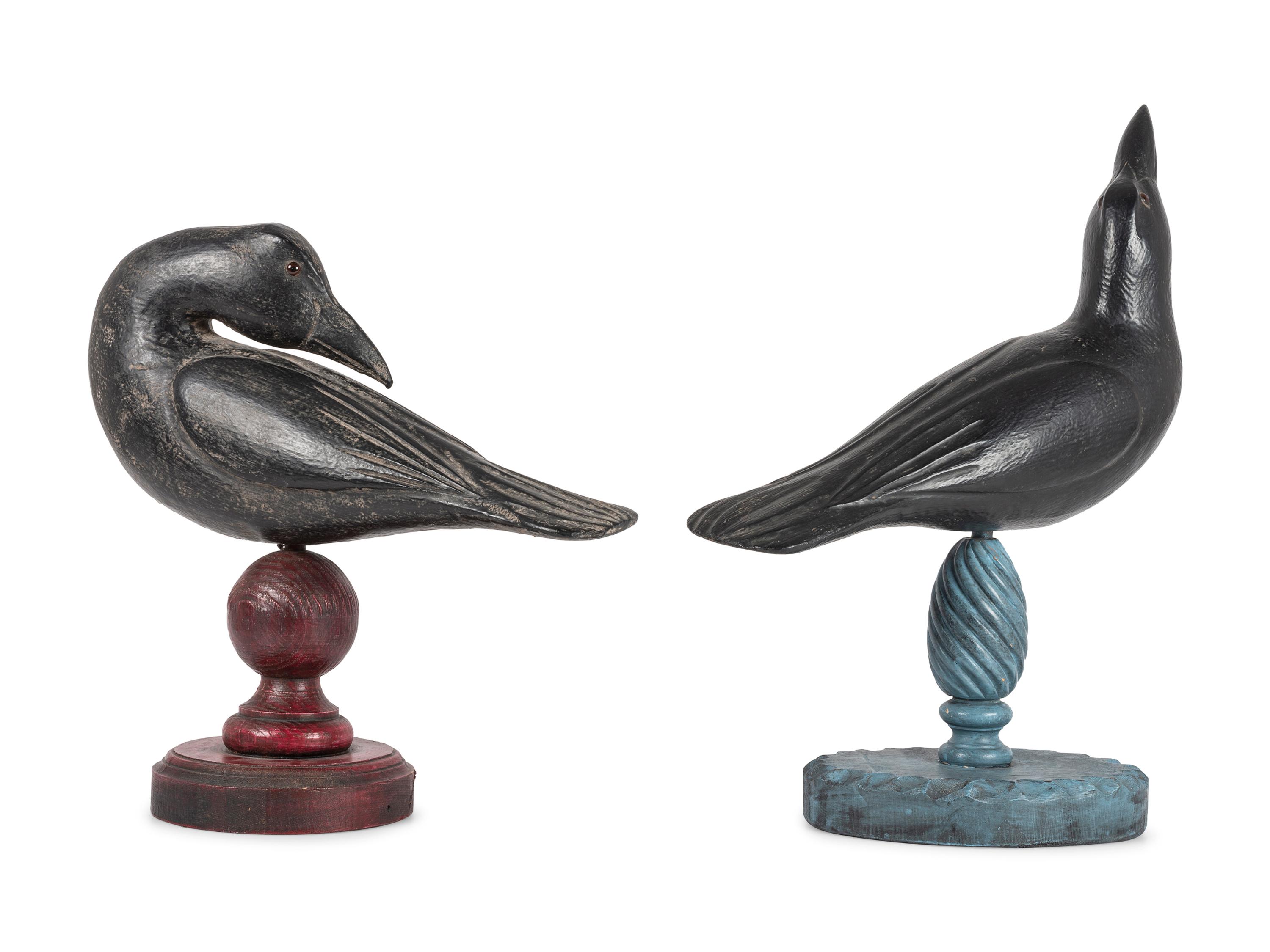 A Pair of Folk Art Crows by Dallas J. Valley
