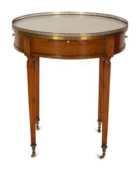 A Louis XVI Style Mahogany Marble-Top Bouillotte Table