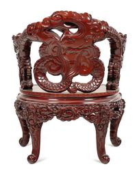 Three Japanese Export Rosewood Armchairs