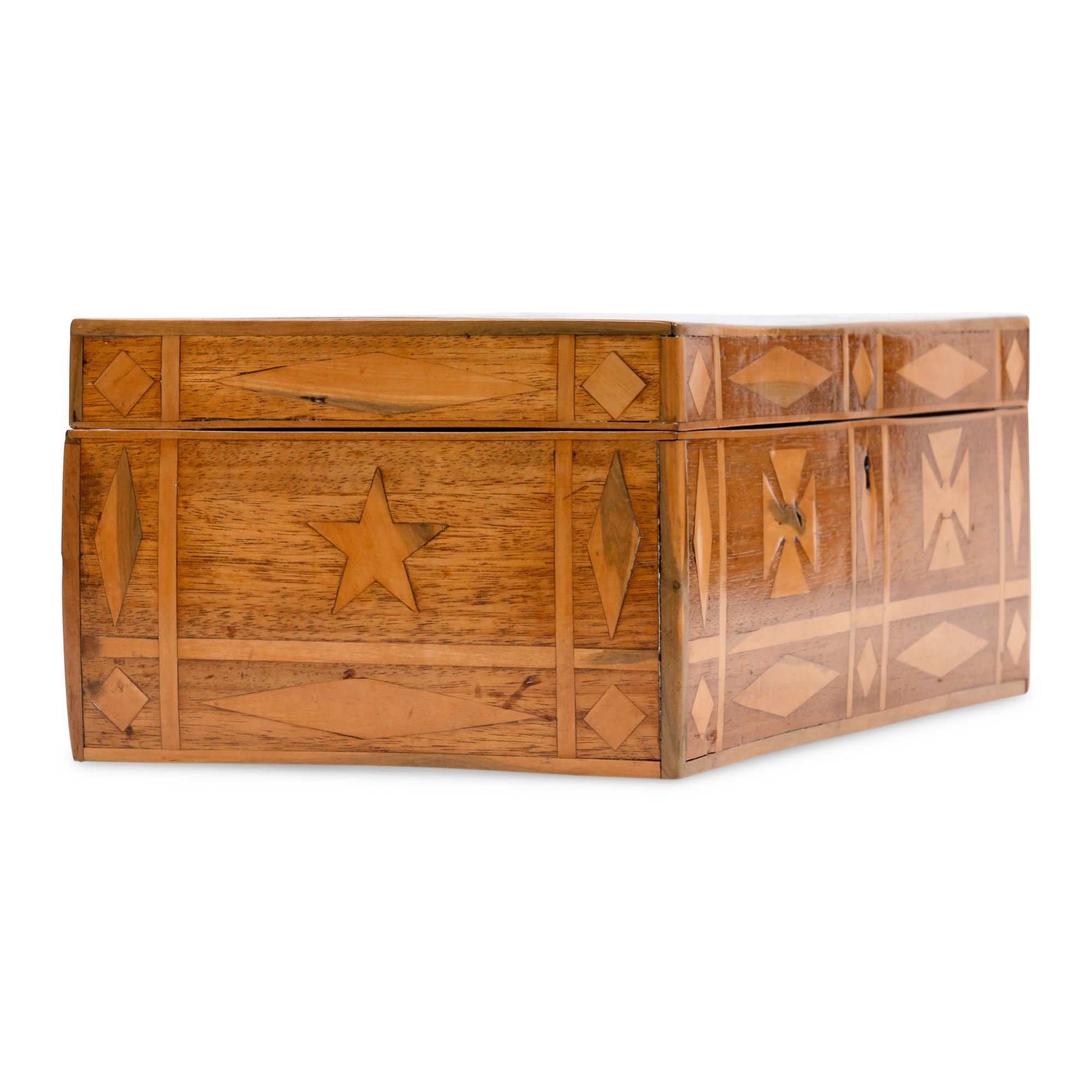 [LINCOLN CONSPIRATORS]. A marquetry box constructed by Lincoln conspirator Dr. Samuel Mudd while imprisoned at Fort Jefferson, ca 1867.