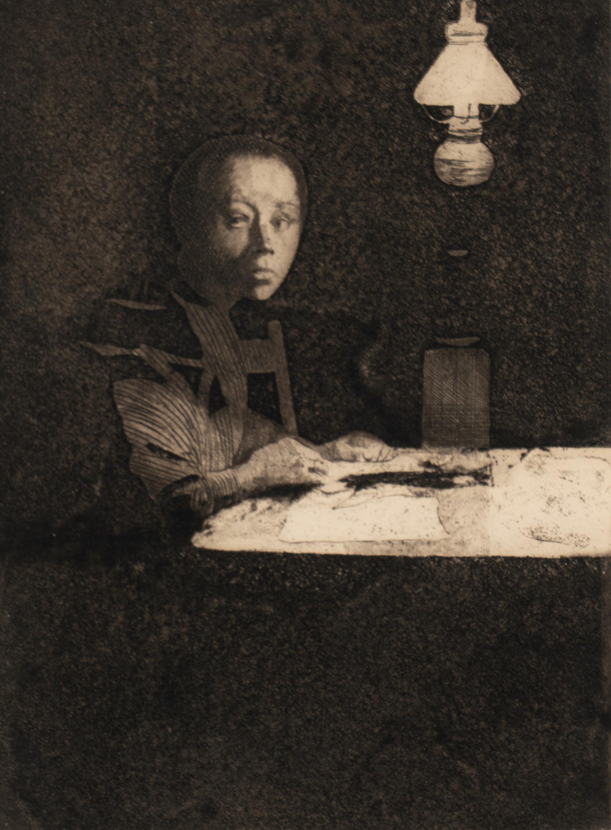Selbstbildnis am Tisch (Self Portrait at the Table) , 1883